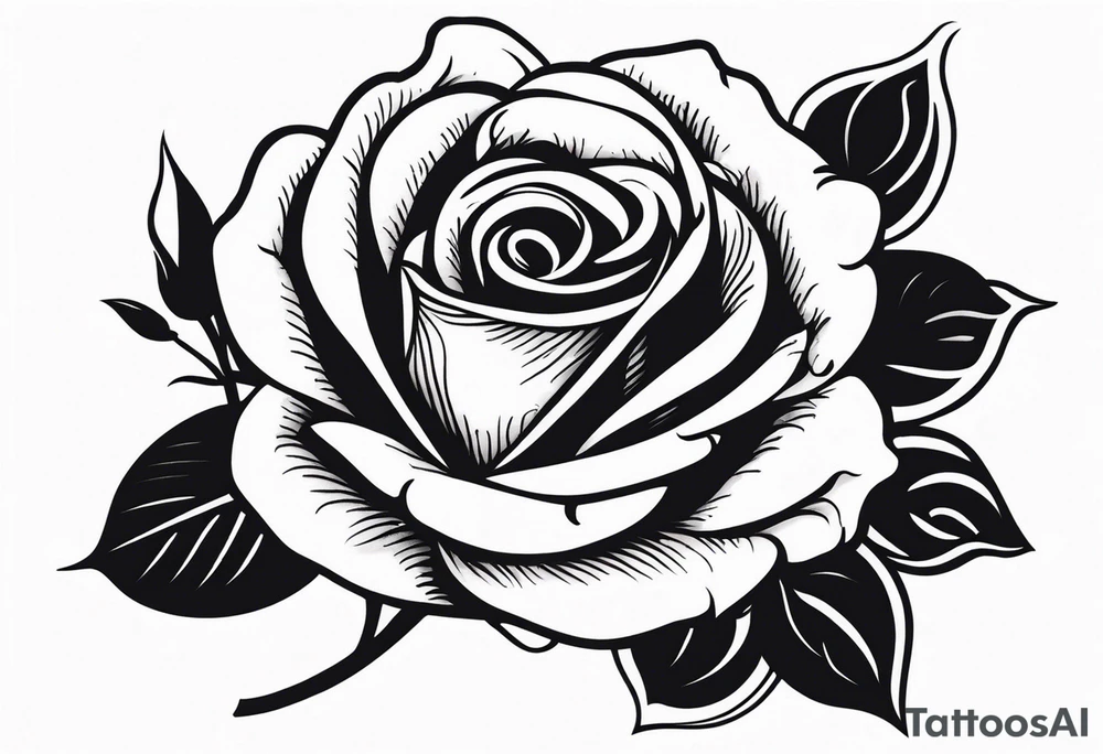 traditional style rose tattoo with the number 5 hidden in it. tattoo idea