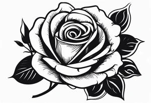traditional style rose tattoo with the number 5 hidden in it. tattoo idea
