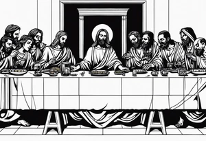 Last supper but everyone is undead, a demon or a skeleton tattoo idea