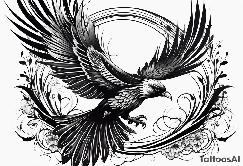 Phoenix bird flying sideways and fading away

, tattoo idea