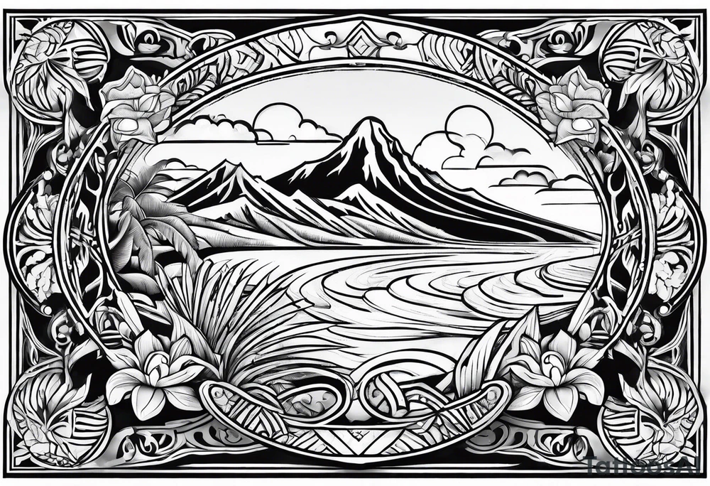 hawaiian style map of hawaii tattoo idea