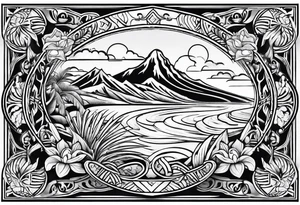 hawaiian style map of hawaii tattoo idea