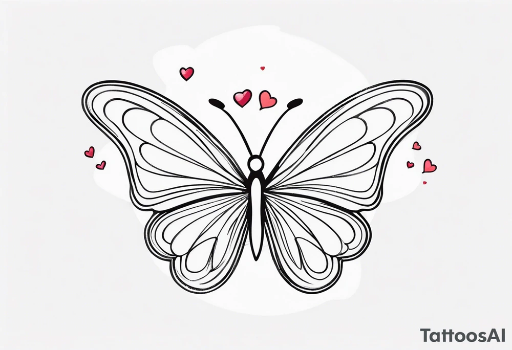 Small butterfly with hearts tattoo idea