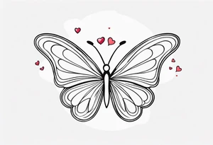 Small butterfly with hearts tattoo idea