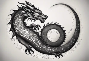 strength, small, sleeping dragon, long tail, elegant, lengthy, pisces tattoo idea