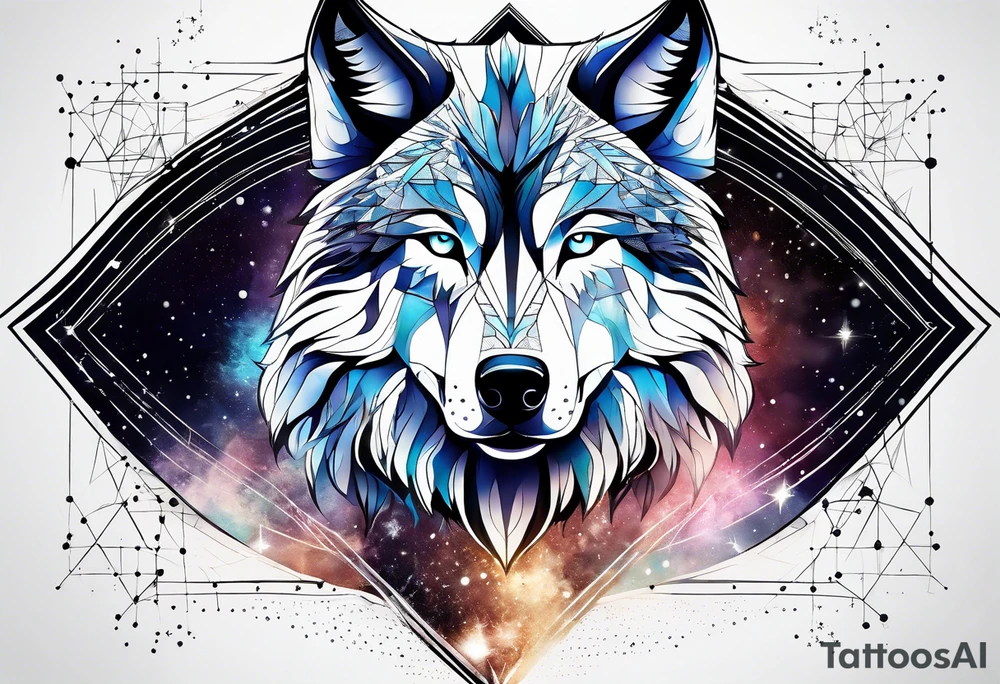 Constellation, animal wolf snow , géométric tattoo idea