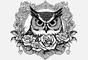 An owl, a rose, “but the greatest of these is love” tattoo idea