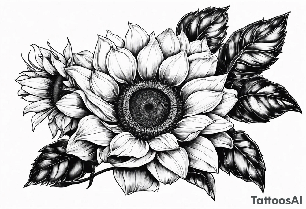 Sunflower, book, flower rose  bleu tattoo idea