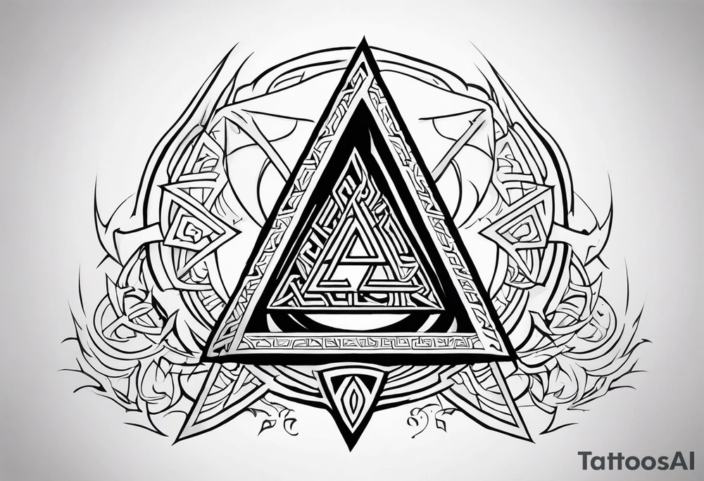Valhalla fire runes lightning
Sword shield valknut tattoo idea