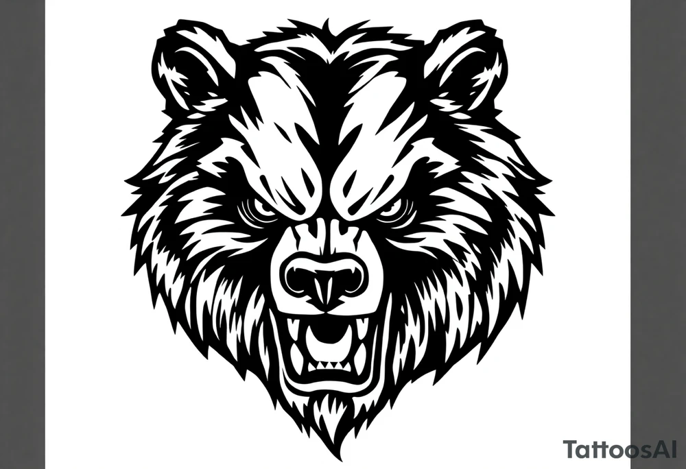 Traditional style angry bear tattoo idea