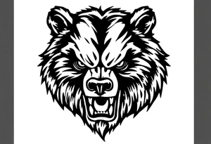 Traditional style angry bear tattoo idea