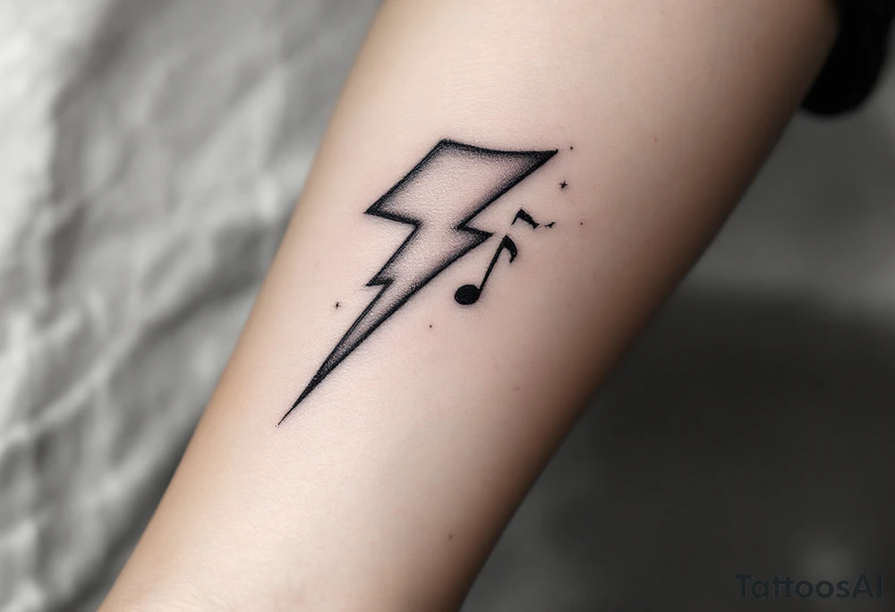 Thunderstorms with music symbol tattoo idea