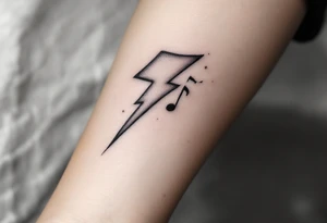 Thunderstorms with music symbol tattoo idea