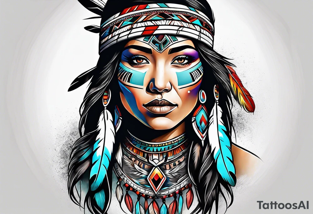 Native American woman spirit tattoo idea
