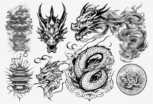 Dragón lineal tattoo idea