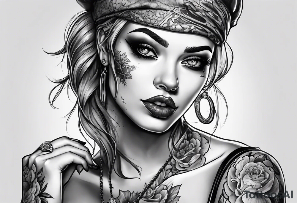 Zombie female tattoo idea
