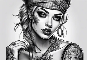 Zombie female tattoo idea