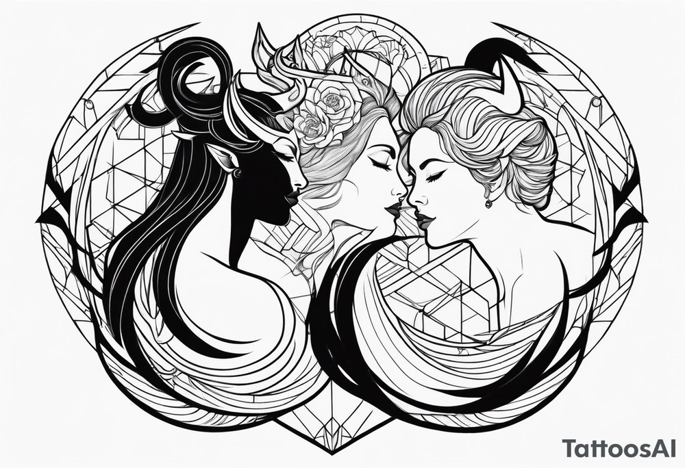 Couple's tattoos capricorn and aquarius tattoo idea