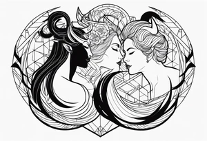 Couple's tattoos capricorn and aquarius tattoo idea