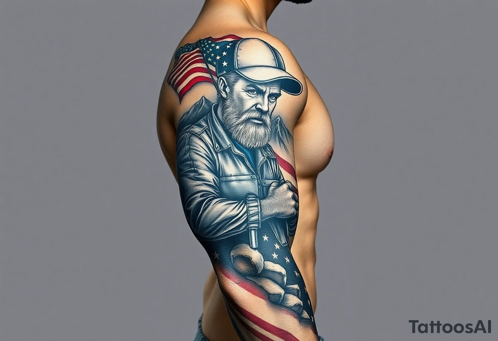 Masculin, country, mountains, wildlife, nature, racing , father of 4,
blue collar,  American flag, welder tattoo idea