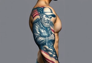 Masculin, country, mountains, wildlife, nature, racing , father of 4,
blue collar,  American flag, welder tattoo idea