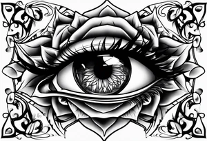 Occult eye rose tattoo idea