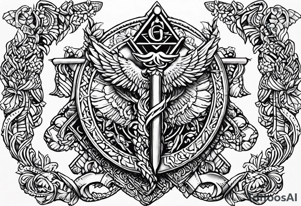 Staff of caduceus with masonic symbols tattoo idea