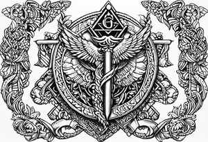 Staff of caduceus with masonic symbols tattoo idea