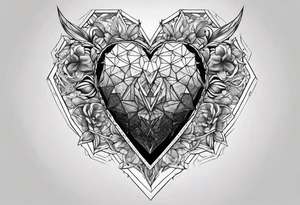 hexagon chest heart tattoo idea