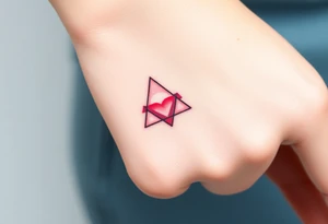 A watercoloured pink triangle, with small lining and upside down tattoo idea