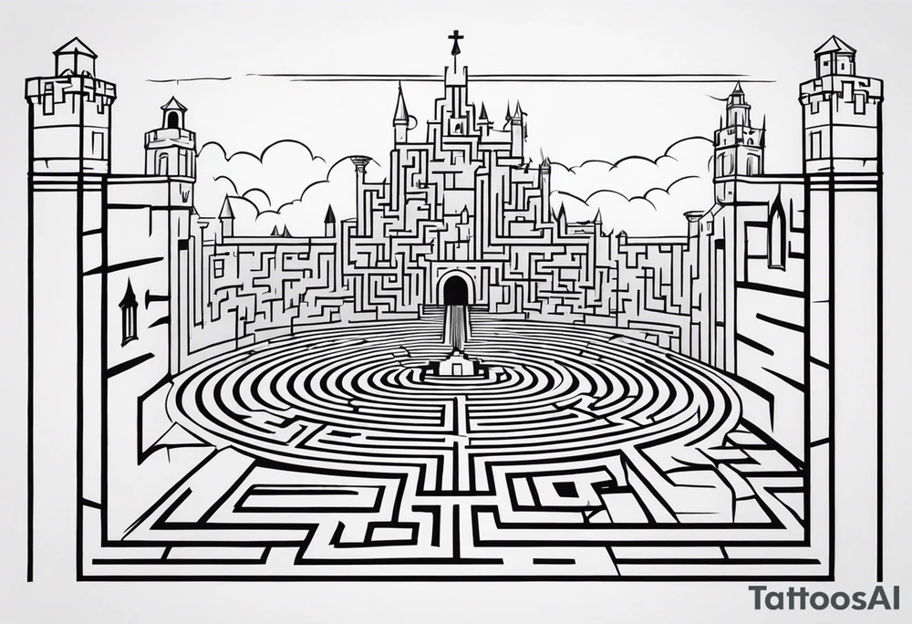 Labyrinth Maze with castle tattoo idea