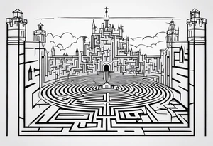 Labyrinth Maze with castle tattoo idea