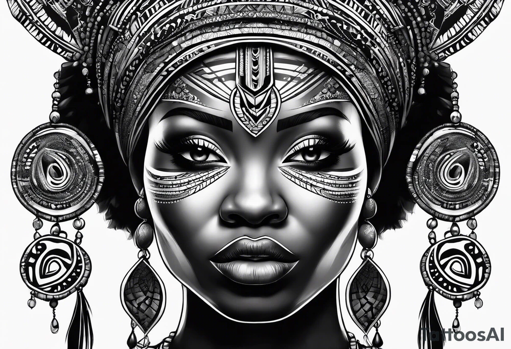 African tribal woman tattoo idea