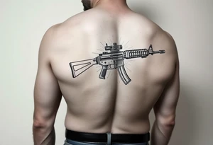 sexy nude pornstar with big tits and big ass with slim waist and atheltic build holding ak47 tattoo idea