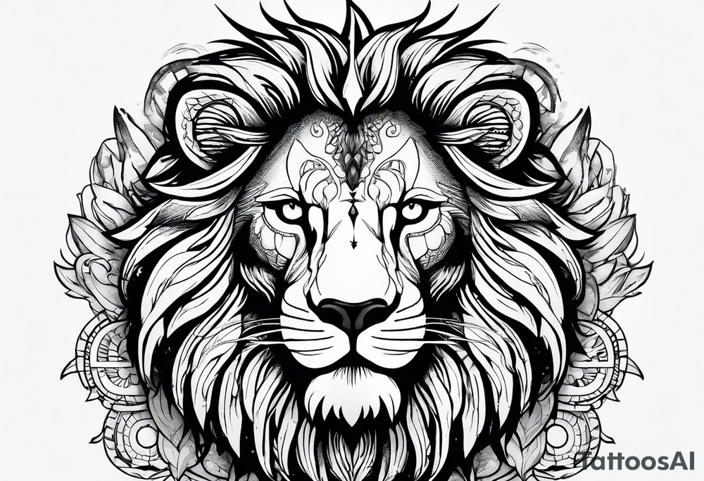 Lion with burned wings and an ouroboros sign tattoo idea Lion with burned wings and an ouroboros sign tattoo idea