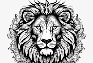 Lion with burned wings and an ouroboros sign tattoo idea