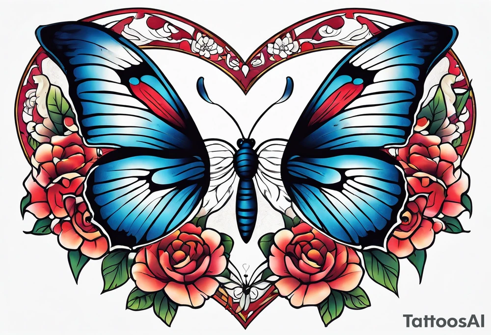 heart and butterfly tattoo idea