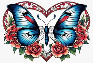heart and butterfly tattoo idea