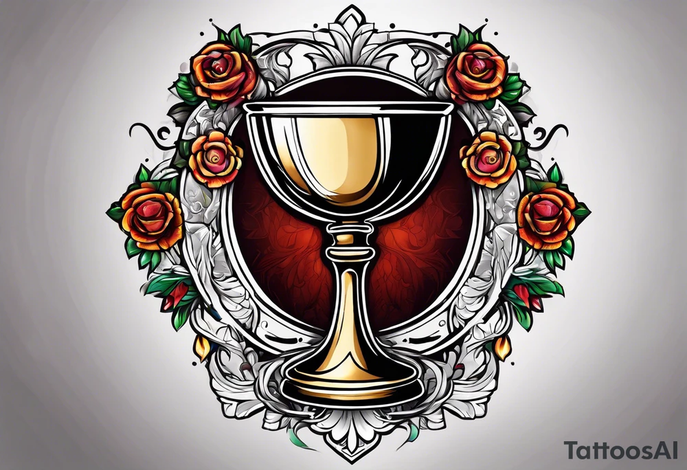 chalice surrounded by halo tattoo idea