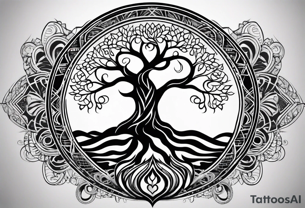 tree of life, infinity, chakras, lotus, mandala tattoo idea