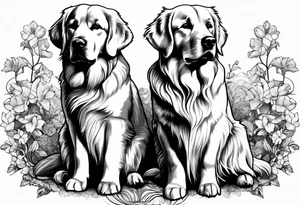 I want two dogs next to each other. One is a golden retriever and the other is a yellow lab. tattoo idea
