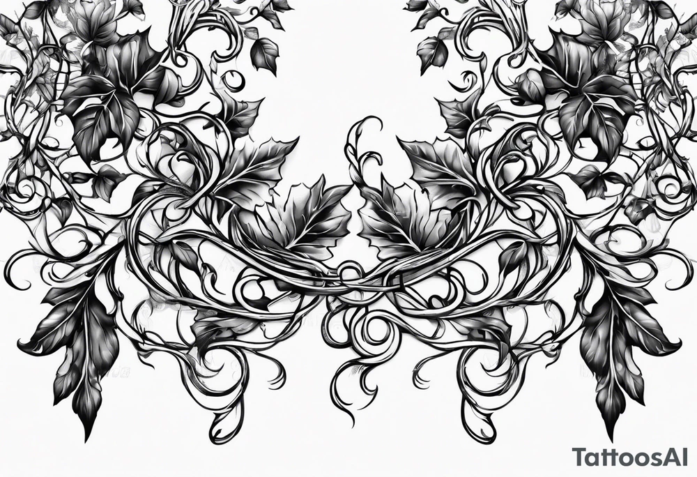 Leafy vines with chain tattoo idea