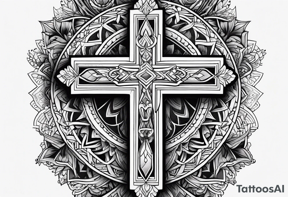 Humble wisdom caring cross detailed tattoo idea