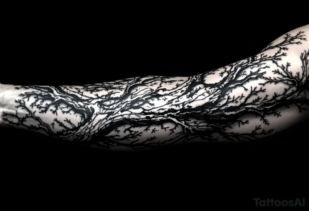 Entire arm tattooed like tree bark tattoo idea