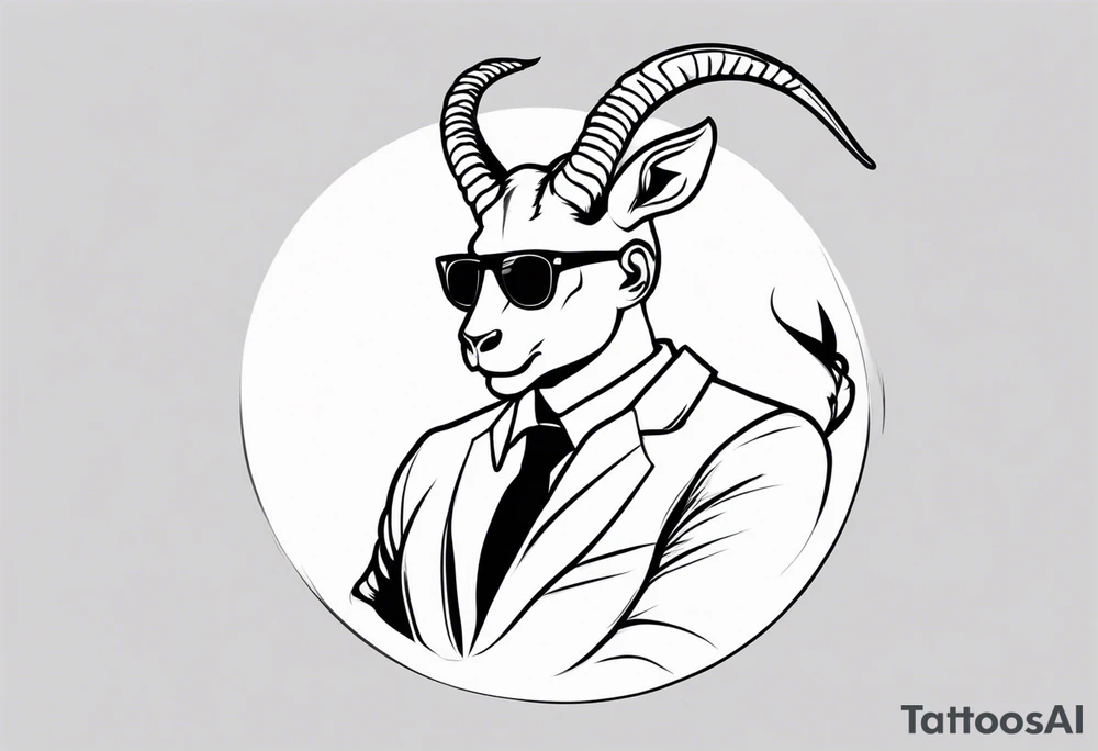 capricorn man with sunglasses and gun tattoo idea