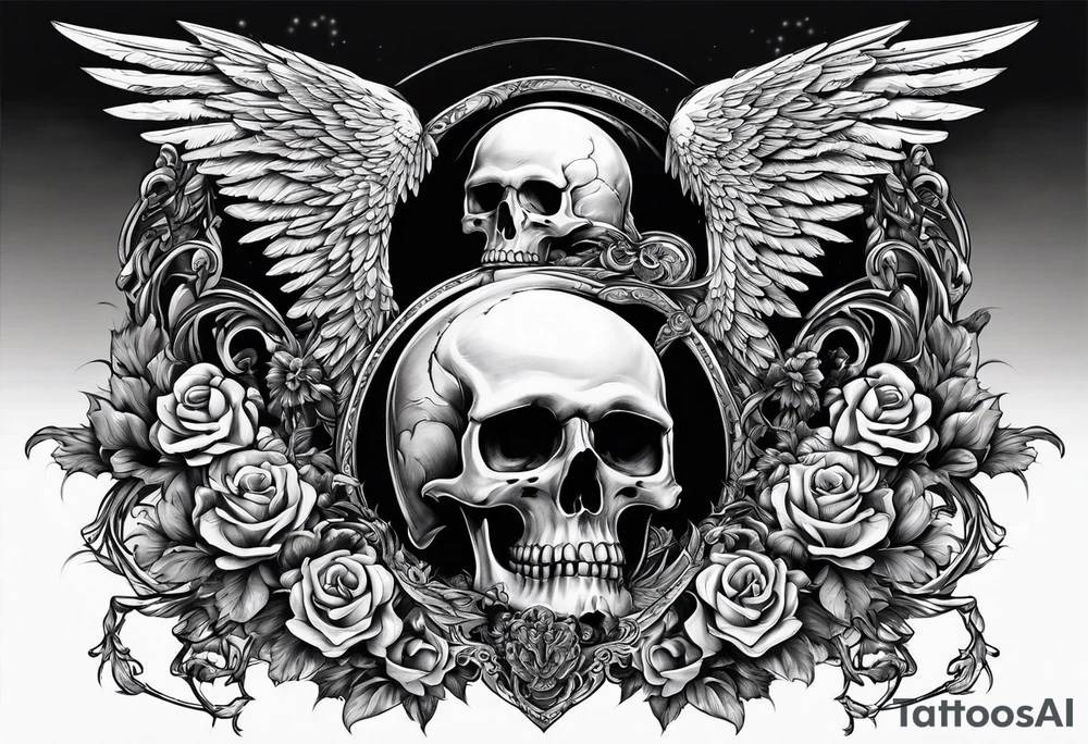 angel of death killing skull by his sword tattoo idea