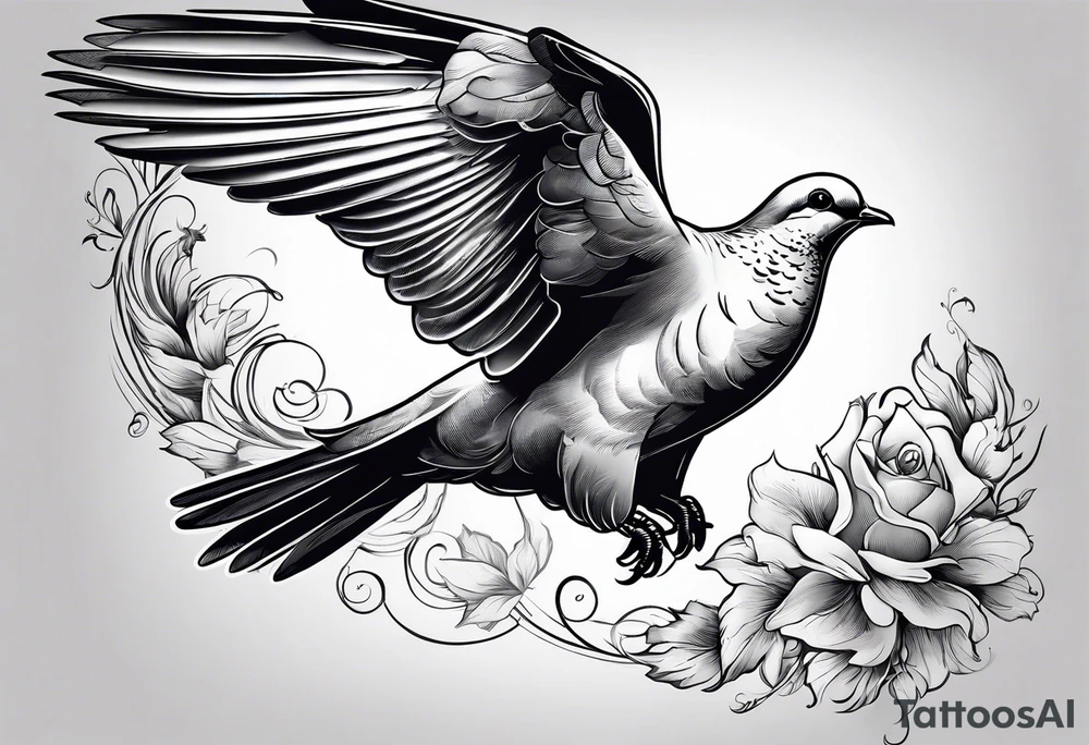 a dove flying to a sitting dove tattoo idea