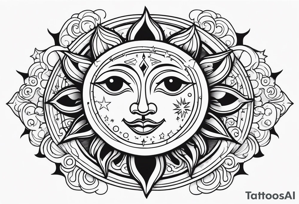 Sun and moon tattoo idea