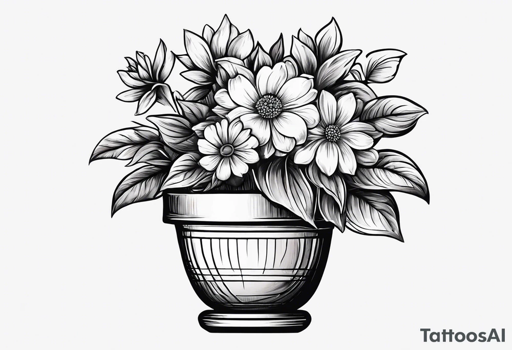 small flowerpot with a flower that has not bloomed yet tattoo idea