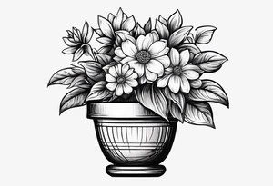 small flowerpot with a flower that has not bloomed yet tattoo idea